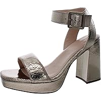 Naturalizer Womens Jaselle Leather Ankle Strap Heels Metallic 5 Medium (B,M)