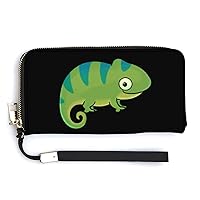 Chameleon Print RFID Blocking Wallet Slim Clutch Wristlet Travel Long Purse for Women Men