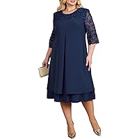Plus Size Dresses for Women Embroidery Floral Formal Dress Loose Wedding Party Prom Women Clothing Round Neck