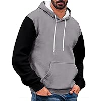 Mens Sweatshirts Hoodies Color Block Long Sleeve Pullover Novelty Cozy Sport Outwear Drawstring Print Hoodies Tops
