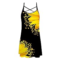 Women's Casual Dresses Sleeveless Graphic Print Soft Comfy Lightweight Plus Size Summer Beach Maxi Dress with Pocket