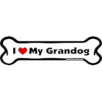 I love My Grandog Bone Car Magnet, 2-Inch by 7-Inch