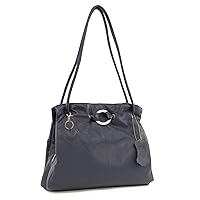 Gigi - Ladies Leather Shoulder Bag - Medium Tote Handbag With Multiple Compartments - With Heart Keyring Charm - OTHELLO 4323
