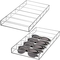 SOUJOY 2 Pack Acrylic Sunglasses Organizer, 6 Slot Clear Eyeglasses Storage Case, Stackable Eyewear Display Tray for Sunglasses, Fashion Eye Wear, Protective Glasses