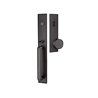 Emtek Contemporary Tubular Entry Set: Lausanne Style with Round KNOB on The Interior Side. 2 Backset Sizes Included 2-3/8 in. and 2-3/4 in. Color: Flat Black (US19), Model: 4819-US19