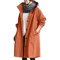 Trench Coats for Women Plus Size Hooded Button Coat Outdoor Long Elegant Windbreaker Classic Fashion Jacket Overcoat
