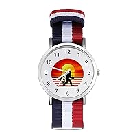 Bigfoot Fishing Nylon Watch Adjustable Wrist Watch Band Easy to Read Time with Printed Pattern Unisex