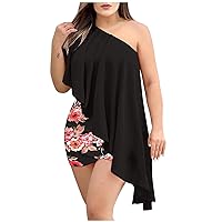Women's Country Concert Outfits Sleeveless Ruched Asymmetrical Party Cocktail Mini Dress Wrap Sweater