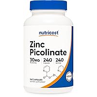Zinc Picolinate 30mg, 240 Capsules - Gluten Free and Non-GMO