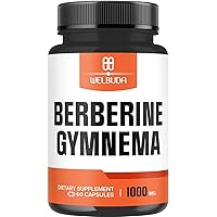 1000mg Berberine Supplement with Organic Gymnema Sylvestre Leaf - 60 Capsules with High Concentrated Extract - Support for Immune System, Circulatory Health & Gastrointestinal Function