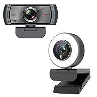 Streaming 1080P AF Webcam Built in Ring Light and Mic & 1080P Manual Focus Webcam 60FPS Wide Angle
