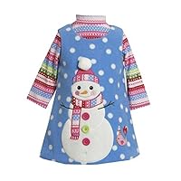 Bonnie Jean Girls Snowman Christmas Holiday Jumper & Shirt, Blue, 2T - 4T