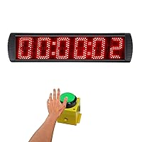 Ganxin 5 Inch 6-Digit LED Race Timing Clock, Running Event Gym Timer Clock for Countdown/Count Up,12/24 Hour Real Time Clock, Stopwatch with Remote Control,Portable Large Wall Clock (Red+Button)