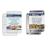 Ultra Cuisine Stainless Steel Jelly Roll Sheet Cooling Rack Set & Aluminum Baking Pan Set - Professional Quality, Fits Jelly Roll Sheet Pans - Cookie Sheet for Baking - 10