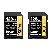 Lexar Gold Series Professional 1800x 128GB UHS-II SDXC Memory Card, 2-Pack