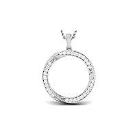 Certified 14K Gold Circle Style Pendant in Round Natural Diamond (0.29 ct) with White/Yellow/Rose Gold Chain Simple Necklace for Women