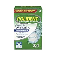 Polident Denture Cleanser Antibacterial Overnight Whitening Triple Mint Freshness - 84 Tablets (Pack of 3)