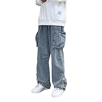 Denim Trousers Male Jeans Cargo Pants Wide Leg Jeans Casual Spring Summer Streetwear Hip Hop