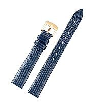 Women Genuine Leather Watch Strap for Armani AR1681 1683 1882 1926 1726 Thin Soft Wristband Watchbands (Color : Blue-Gold Buckle, Size : 14mm)