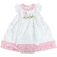 Girl Putting Around Applique Embroidered Ruffle Dress Set Pink