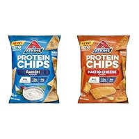 Ranch & Nacho Cheese Protein Chips, 4g Net Carbs, 13g Protein, Gluten Free, Low Glycemic, Keto Friendly, 12 Count