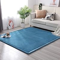 Thicken Tatami Kids Play Mat, Flannel Soft Baby Crawling Carpet No-Slip Children Sleeping Rug Hypoallergenic No-Toxic Blanket-Blue 120x200cm(47x79inch)