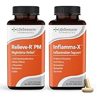 LifeSeasons Inflamma-X with Relieve-R PM - Inflammation Support Supplement - Soothes Aches & Chronic Discomfort - Reduces Swelling & Inflammatory Compounds - Sleep Deeply - 106 Capsules