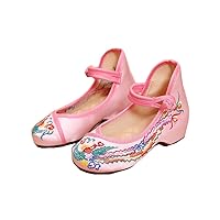 Girl's Phoenix Embroidery Ballet Shoes Kid's Cute Mary-Jane Dance Shoe Flat Sandal Shoe Purple