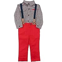 Cat & Jack Infant & Toddler Boys Suspender Valentines Heart Shirt & Red Pants Outfit