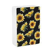 Sunflowers on Black Cigarette Case for Men Women Portable Cigarette Box Holder for Home Office Travel