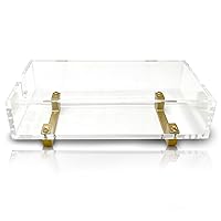 Acrylic Paper Napkin Holder for Bathroom w/Gold Feet - 9x5 Inches - Disposable Hand Towel Holder for Bathroom - Acrylic Hand Towel Holder For Bathroom - Bathroom Napkin Holder (Clear)