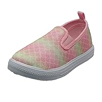 Toddler Girl Rainbow Canvas Shoes Slip on Sneakers Casual Loafers Soft for Kids Chulis-2K