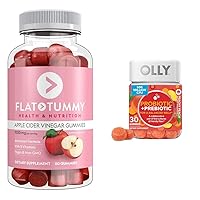Flat Tummy Apple Cider Vinegar Gummies 60 Count & OLLY Probiotic + Prebiotic Gummy 30 Count Digestive Support