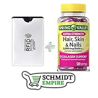 Spring Valley Extra Strength Biotin Hair, Skin & Nails Dietary Supplement, 5,000 mcg, 120 Count + 1 Card Protector SchmiidtEmpire + Sticker (Pack of (1)