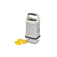 Joseph Joseph Multi-Grip Box Grater with Precision food grip, Stainless Steel blades for grating and slicing, non-slip base, Dishwasher safe