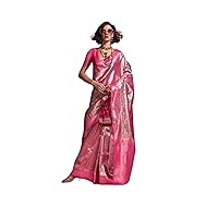 Indian HANDWOVEN KANJIVARAM SILK Zari Saree Blouse for Woman's Sari EA211