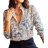 Women's Fashion Shirt, Casual Long Sleeve Buttoned Blouse
