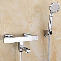 LJGWJD Faucets,Plating Rotating Faucet Take a Shower Bathroom Faucetbathroom Modern Chrome Bath Shower Mixer Scald Tap 4 Points Interface Water-Tap/a