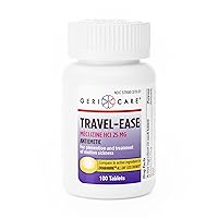 Meclizine HCI 25mg Antiemetic Travel-Ease Tablets, Prevents and Treats Motion Sickness, Nausea Relief, 100 Count (Pack of 1)