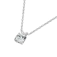 Amazon Collection Platinum-Plated Sterling Silver Solitaire Pendant Neckalce made with Infinite Elements Cubic Zirconia, 16