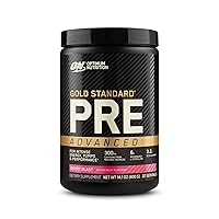 Gold Standard Pre Workout Advanced, with Creatine, Beta-Alanine, Micronized L-Citrulline and Caffeine for Energy, Keto Friendly, Berry Blast, 20 Servings