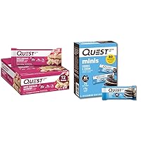 Quest Protein Bars Bundle - White Chocolate Raspberry 12 Count & Cookies 'N Cream Mini 14 Count