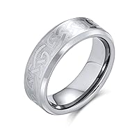 Bling Jewelry Personalized Unisex Irish Viking Celtic Infinity Love Knot Couples Wide Titanium Wedding Band Rings 7MM For Men Women Matte Silver Tone 7MM Customizable