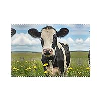 Dairy Cow Print Placemats for Dining Table Set of 6, Heat Resistant,Easy to Clean Non-Slip Place Mats
