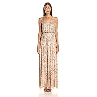 Adrianna Papell Women's Plus Size Cross Back Spaghetti Beaded Gown Dress