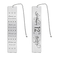 Happy 12th Birthday Gifts for Teen Girls Boys, Sweet 12 Year Old Birthday Bookmark Gift for Women Men, 12 Yr Bday Book Mark for Teenager, 2011 Bd Present, Funny 12th Birthday Card Decorations