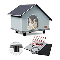 Toozey Elevated Weatherproof Heated Pet House, Indoor/Outdoor for Winter with Pet Heating Pad, Providing Safe Feral Outside for Cats or Small Dogs, Warm Shelter