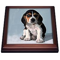 3dRose Beagle Pup Trivet with Ceramic Tile, 8 by 8