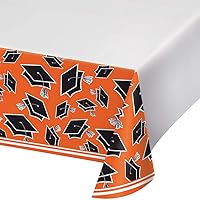 Club Pack of 12 Orange and Black School Spirit Decorative Table Cover 102”