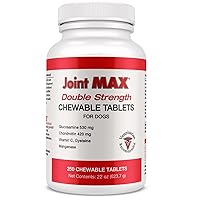 Double Strength Chewable Tablets for Dogs, Glucosamine, Chondroitin, Vitamins and Antioxidants - Hip and Joint Pain Relief - 250 Tablets